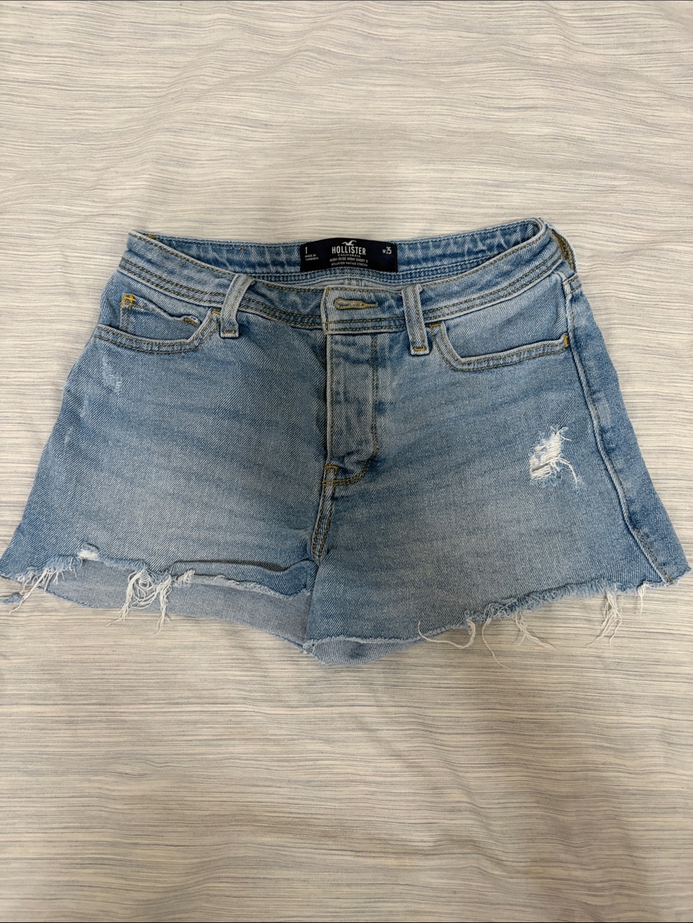 Hollister Light Wash Distressed Denim Cutoff Shorts